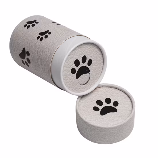 Firstsail Biologisch abbaubare Pappurne mit Pfotenabdruck, großes Papierstreurohr, Haustierurne, Seebestattung für die Asche von Katzen, Hunden und Tieren
